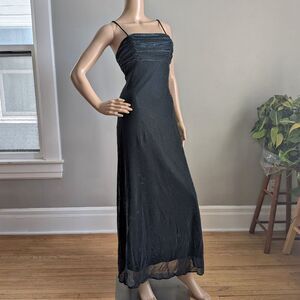 Vintage 90s A Fortiori Metallic Prom Gown Maxi Dress Siren Whimsygoth Size 3/4